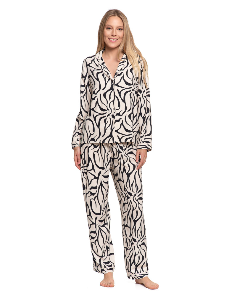 pizama-damska-z-dlugim-rekawem-z-wiskozy-rozpinana PIŻAMA PATT1 - obrazek 1